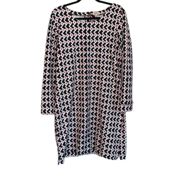 NWOT Hatley of London Black White Pink Geometric Dress Size Large Long Sleeve - Picture 4 of 13